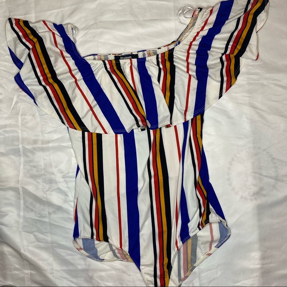 striped multicolor body suit